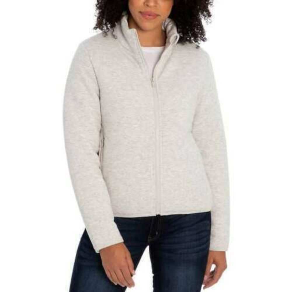 Three Dots Ladies' Quilted Jacket--Gray (Heather Gray) - Picture 3 of 11